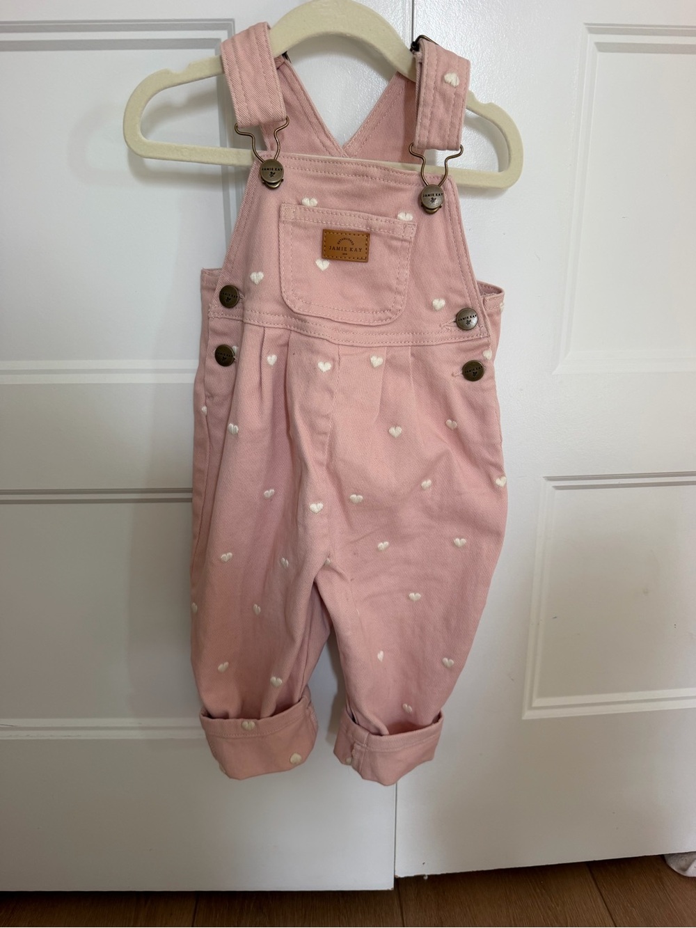 Jamie Kay Pink Heart Print Kids Overalls -